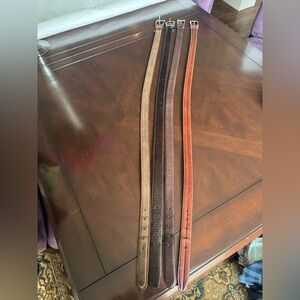 Cole Haan Leather Belt Trio in Brown, Dark Brown, and Tan